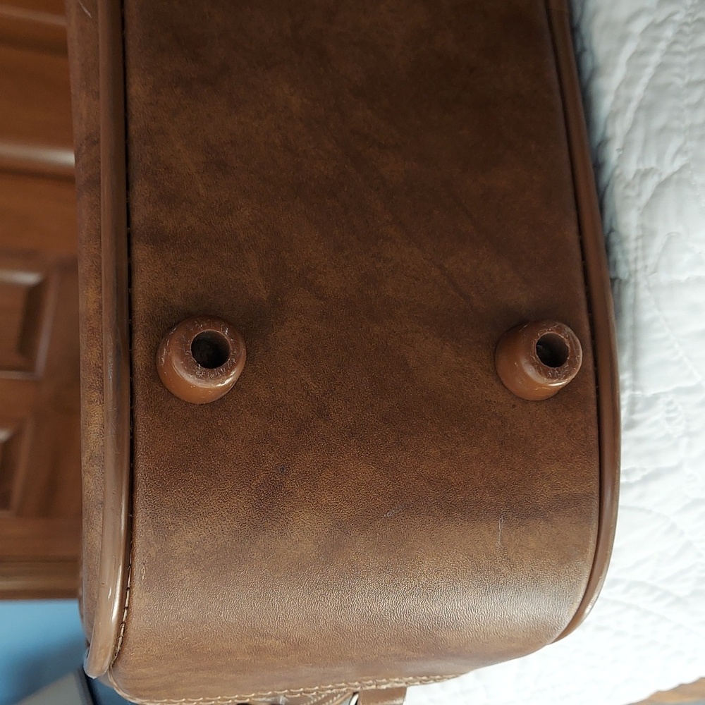 Amelia Earhart Tan Luggage Carry On Overnight Bag Travel Tote Suitcase, Vintage - Picture 5 of 14